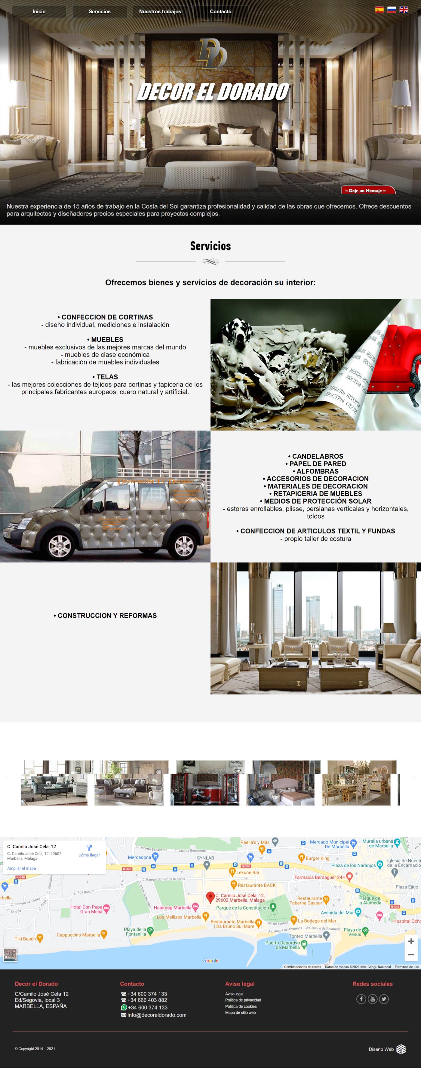 Сайт для компании Decor el Dorado